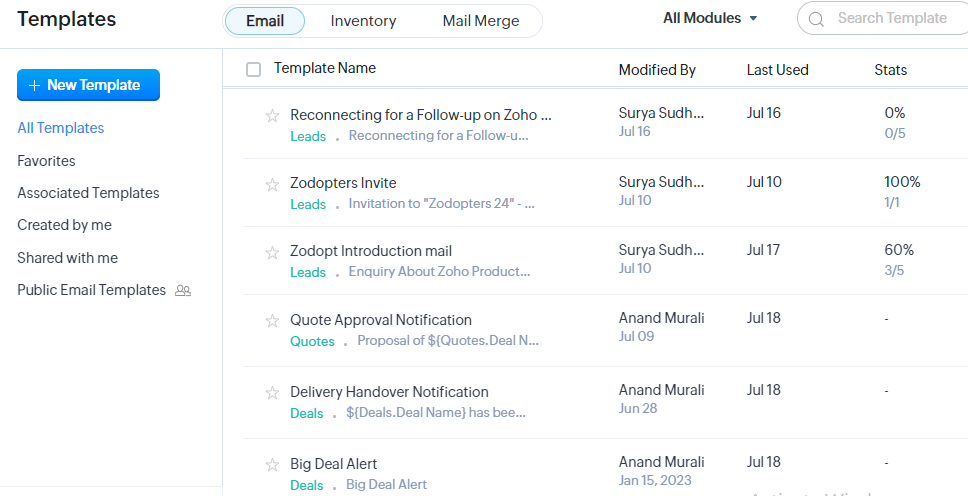 create E-mail template | Zoho CRM | Zodopt | Zoho Premium Partners