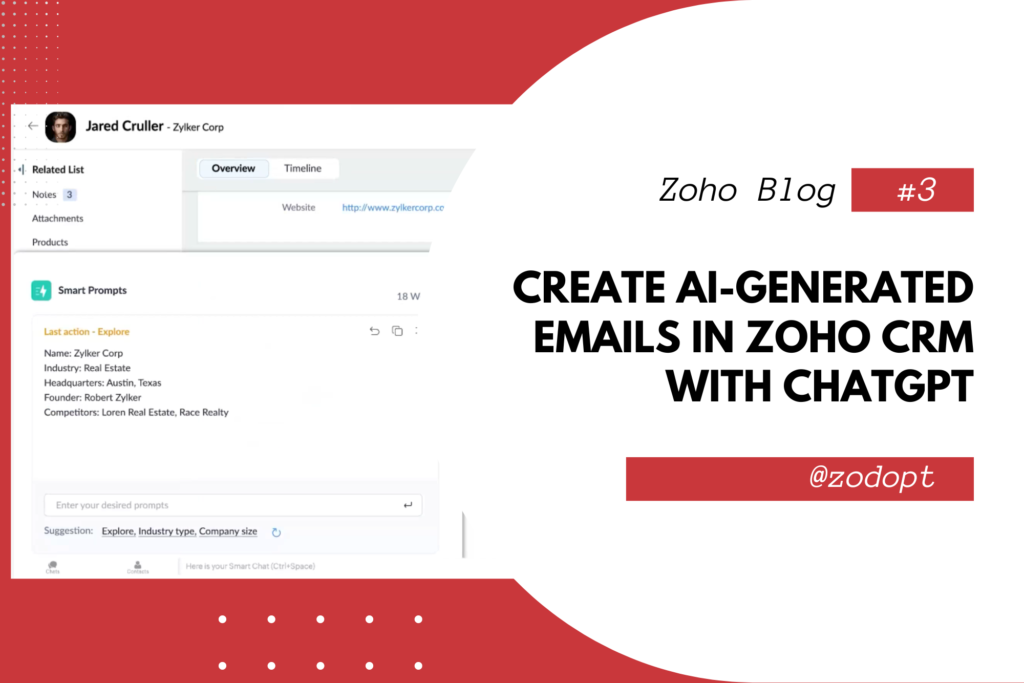 Zoho CRM with ChatGPT | Zodopt | Zoho Premium Partner India | Zoho implementation Service Providers