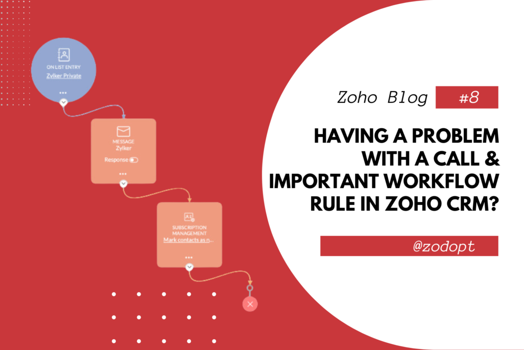 Having a problem with a call and important workflow rule in Zoho CRM | Zoho Workflow | Zoho CRM | Zodopt | Zoho Premium Partners